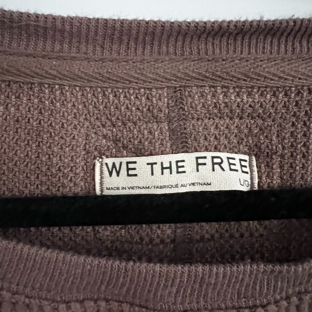 free people latte blues oversize thermal long sleeve top - Picture 4 of 4
